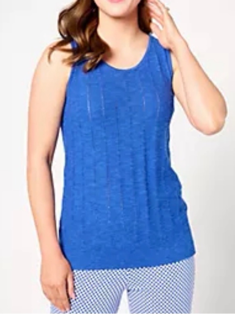 Susan Graver Pointelle Knit Sleeveless Sweater Tank Top Small Cotton Blend - Picture 1 of 11